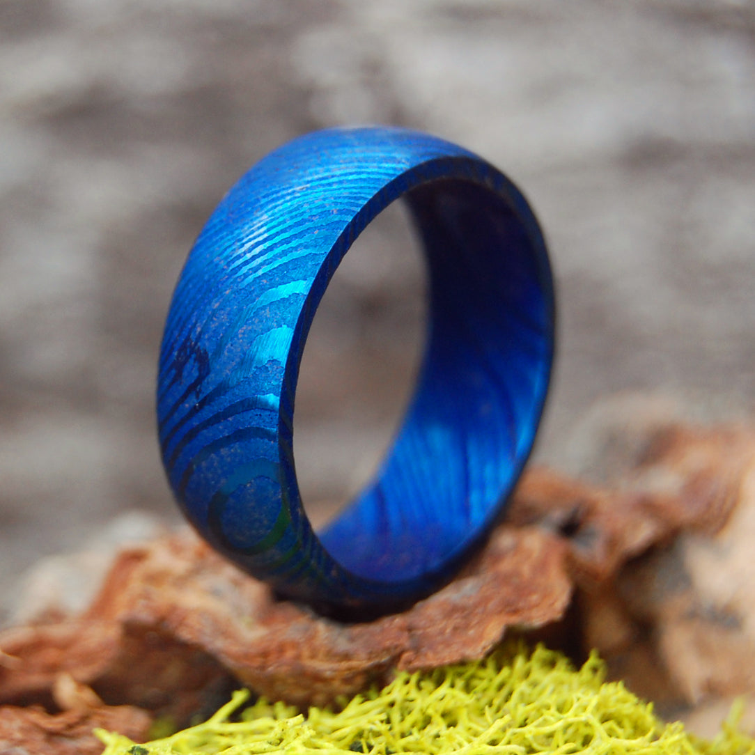 BLUE THUNDER | SIZE 10.5 AT 7.9MM | Carbon Steel | Unique Wedding Rings | On Sale - Minter and Richter Designs