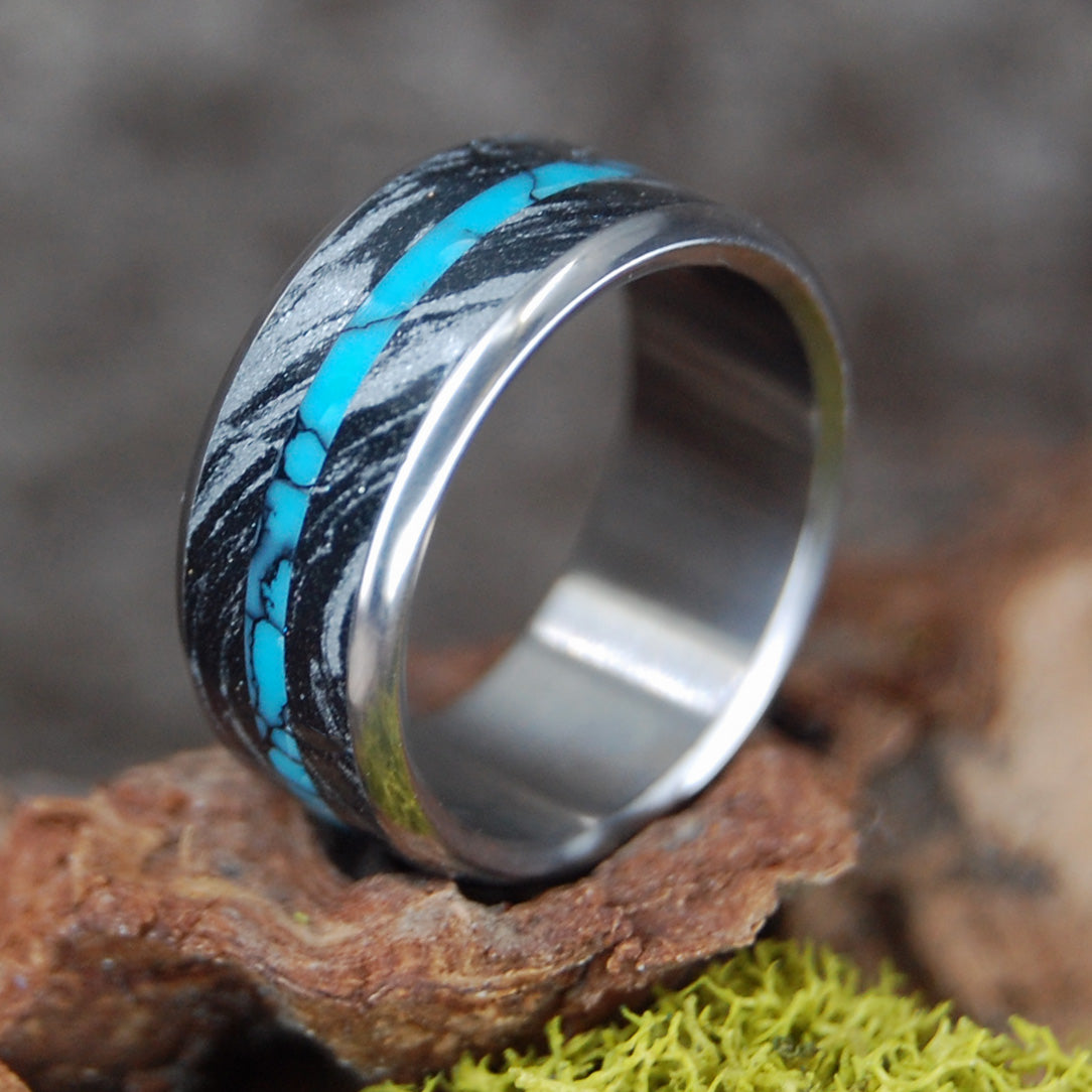 DESIROUS | SIZE 6.5 AT 8MM | TURQUOISE M3 | Unique Wedding Rings | On Sale - Minter and Richter Designs