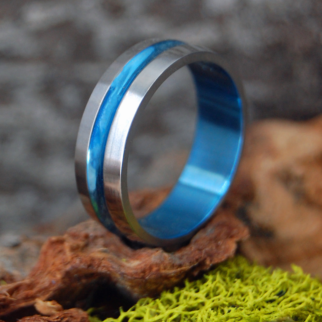 OCEAN BLUE SIGNATURE | SIZE 11.5 AT 6.4MM | Titanium Wedding Rings | On Sale - Minter and Richter Designs