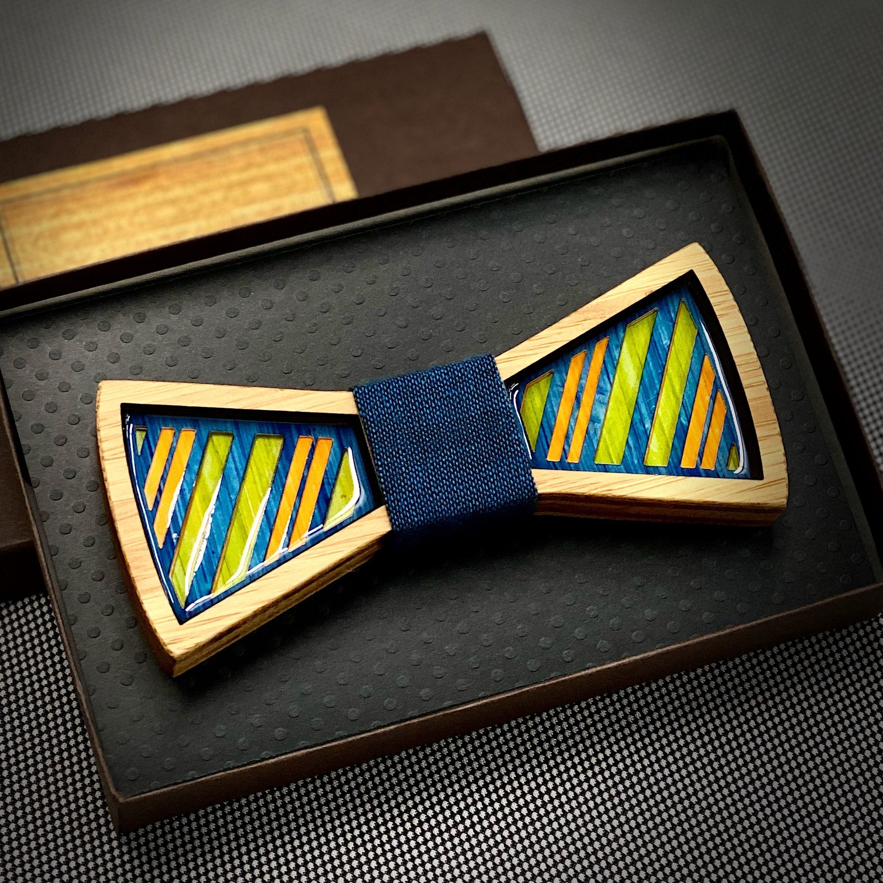 REGIMENTAL STRIPE BOW TIE | Handmade Bamboo Bow Tie - Wedding Gift - Groomsmen Gift - Fathers Day - Minter and Richter Designs