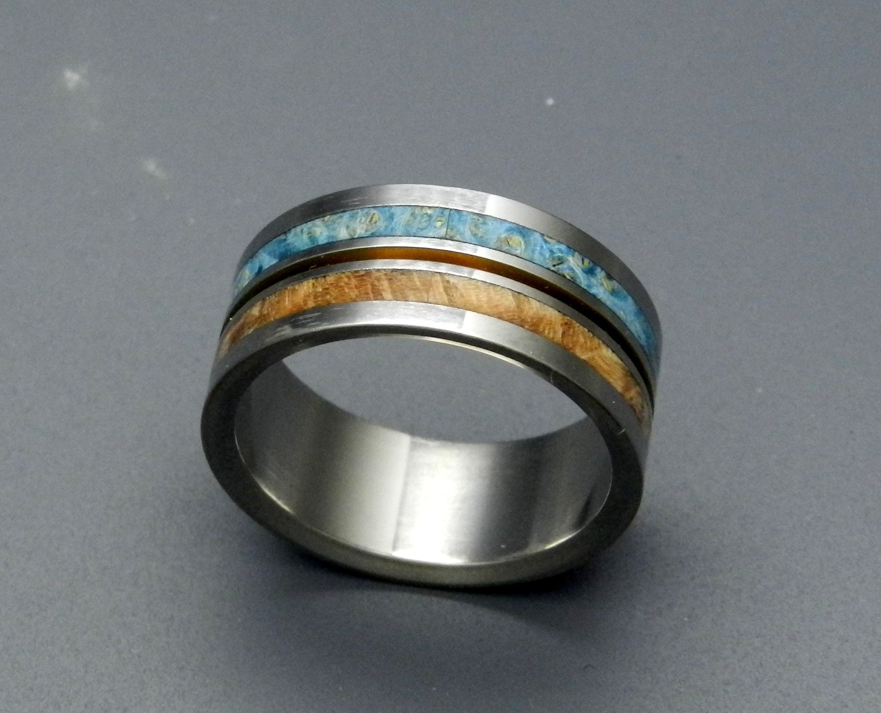 SUN & MOON | Box Elder Wood & Titanium  - Unique Wedding Rings - Minter and Richter Designs