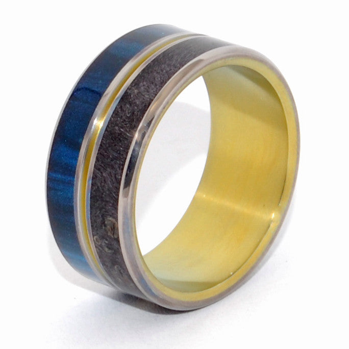 The Light Between Us | Black - Blue - Hand Anodized Bronze - Titanium Wedding Ring - Minter and Richter Designs