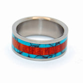 THE RING THAT JACK BUILT | Turquoise & Bloodwood Titanium Wedding Rings - Minter and Richter Designs