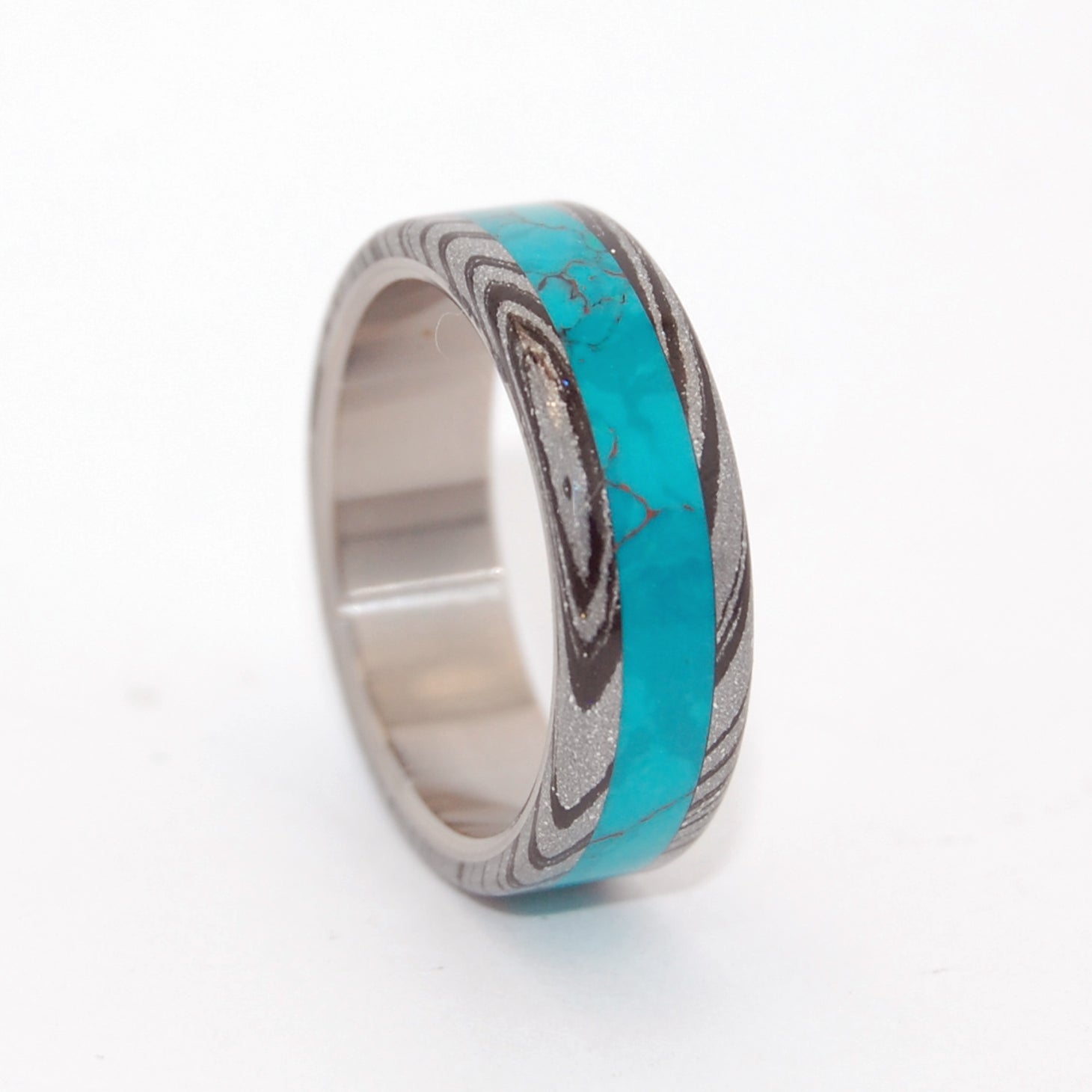 THOR GREEK GOD | Chrysocolla Stone & M3 Titanium Wedding Rings - Minter and Richter Designs