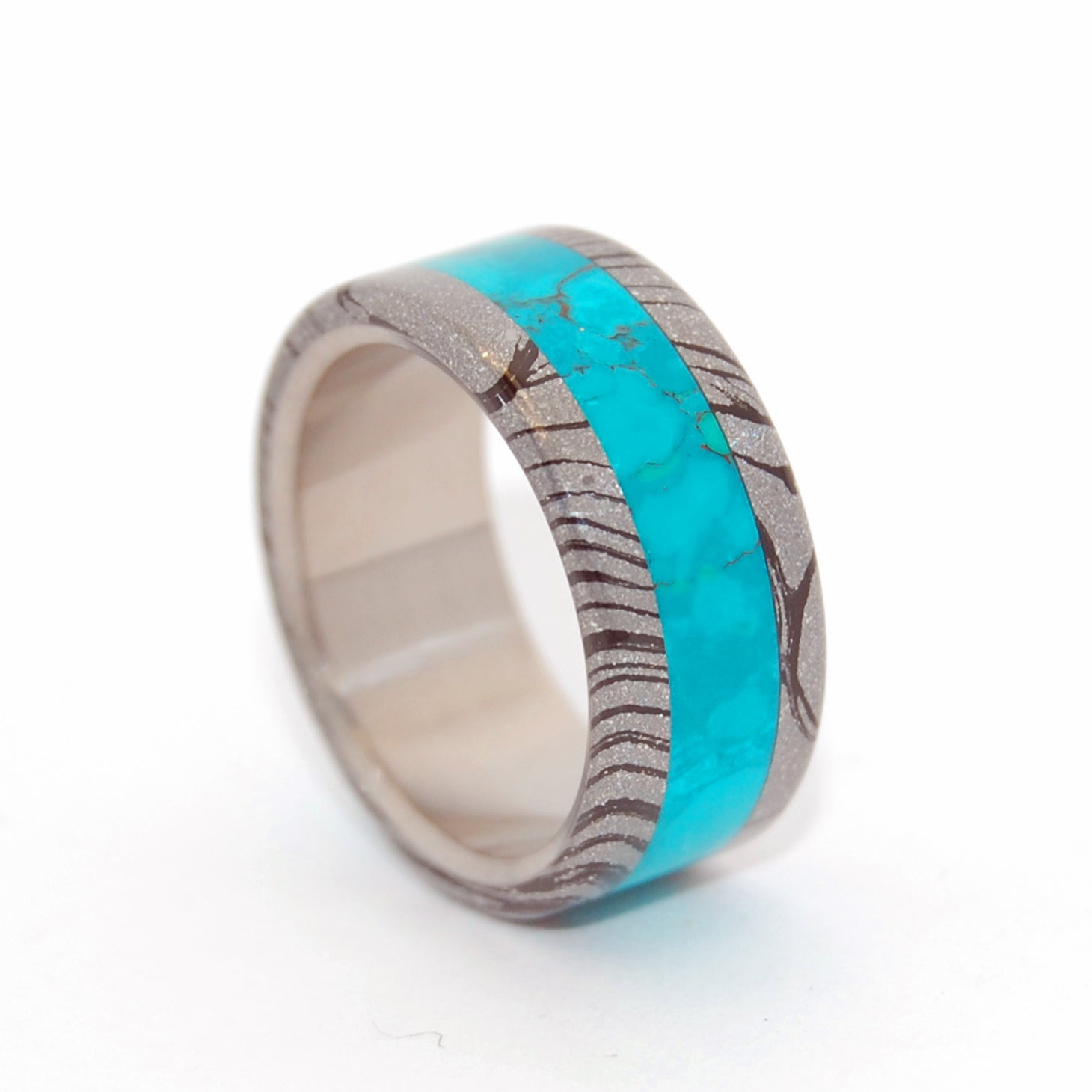 THOR GREEK GOD | Chrysocolla Stone & M3 Titanium Wedding Rings - Minter and Richter Designs