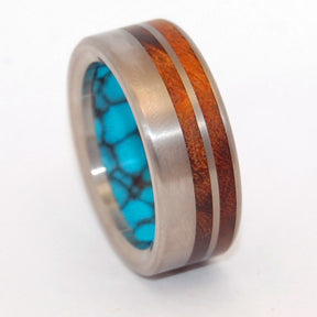 To Be Together | Wood and Turquoise - Titanium Wedding Ring - Minter and Richter Designs