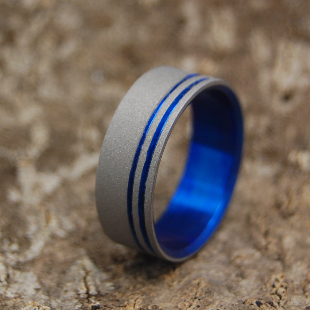 TO THE FUTURE II | Titanium Blue Wedding Rings - Minter and Richter Designs