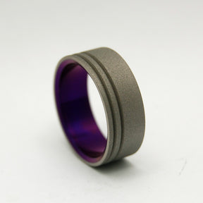 TO THE FUTURE PURPLE | Purple Sandblasted Titanium - Unique Wedding Rings - Wedding Rings - Minter and Richter Designs