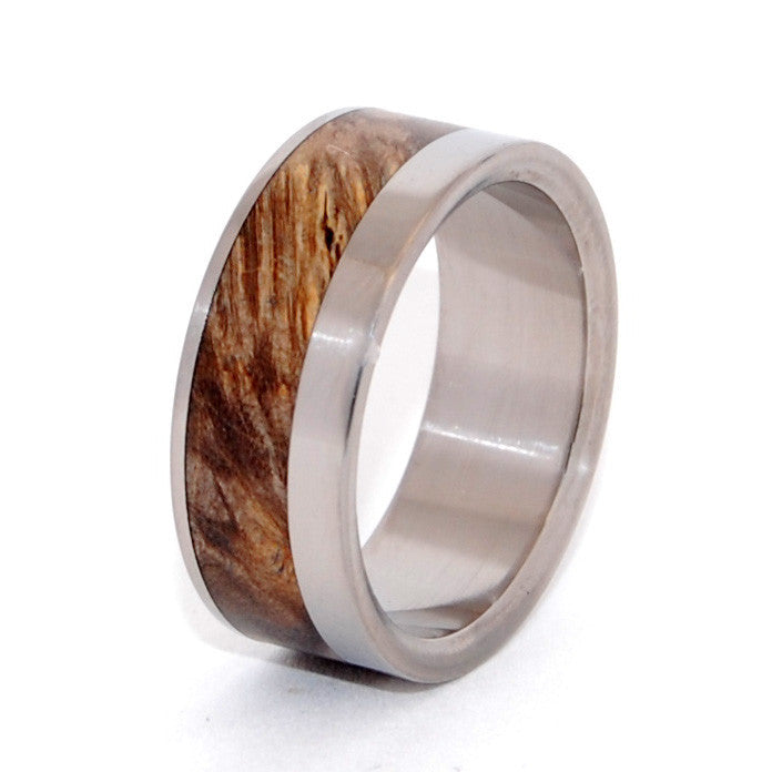 Tuck Everlasting | Golden Box Elder Wood - Titanium Wedding Ring - Minter and Richter Designs