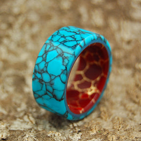 BOW TO THE KING | Turquoise & Red Jasper Stone Wedding Ring - Minter and Richter Designs