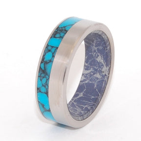 AQUEOUS GRAPHITE | M3 & Turquoise Titanium Wedding Rings - Minter and Richter Designs