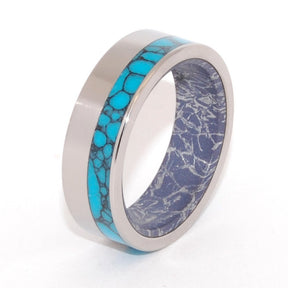 AQUEOUS GRAPHITE | M3 & Turquoise Titanium Wedding Rings - Minter and Richter Designs