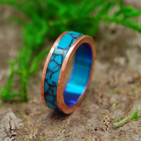 IT WASN'T A DREAM | Turquoise & Copper Titanium Women's Wedding Rings - Minter and Richter Designs