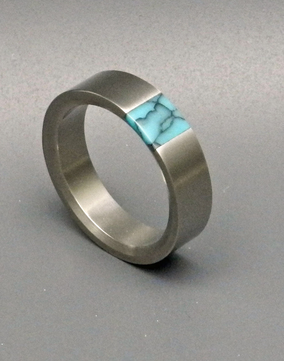 TRUE NORTH | Turquoise Titanium Women's Engagement Wedding Rings - Minter and Richter Designs