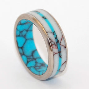 SPIRIT OF WEST | Turquoise & Wild Horse Jasper - Titanium Wedding Rings - Minter and Richter Designs