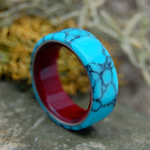 BLOOD RED BENEATH | Turquoise & Red Resin Wedding Ring - Minter and Richter Designs