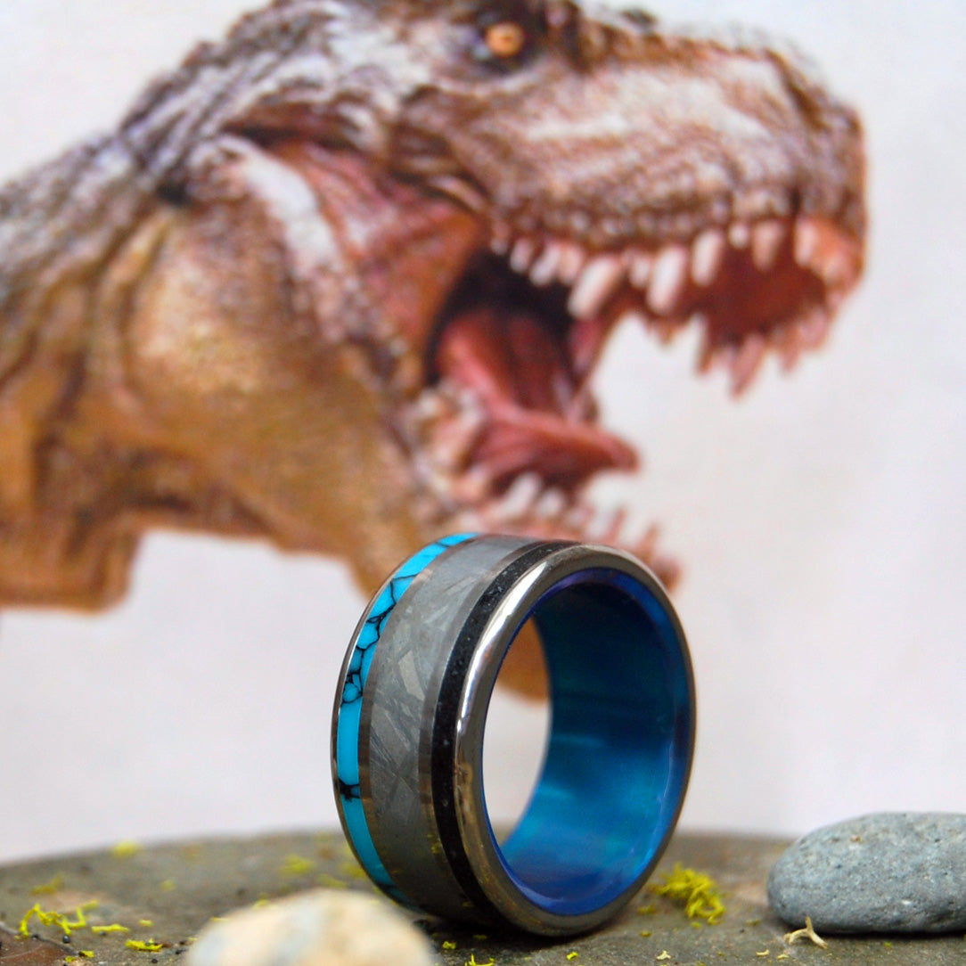 APEX PREDATOR  | Dinosaur Tooth & Meteorite Wedding Ring - Unique Wedding Rings - Minter and Richter Designs