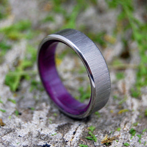 PRINCESS WITH A RIGHT HOOK | Purple Resin & Titanium Handmade Wedding Rings - Minter and Richter Designs