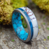 WILD BLUE HEART | Turquoise, Jasper Stone and Wood Wedding Band - Minter and Richter Designs