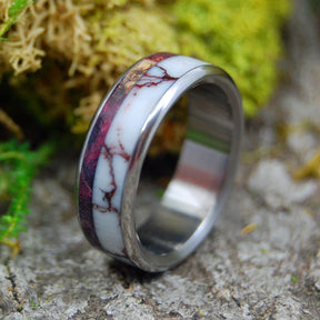 WILD PURPLE HEART | Purple Wood & Jasper Stone Titanium Wedding Rings - Minter and Richter Designs