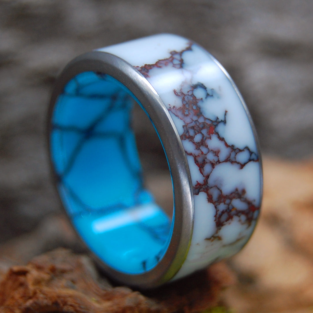 BOW TO THE QUEEN WITH EDGES | Turquoise & Wild Horse Jasper Stone Wedding Ring - Minter and Richter Designs