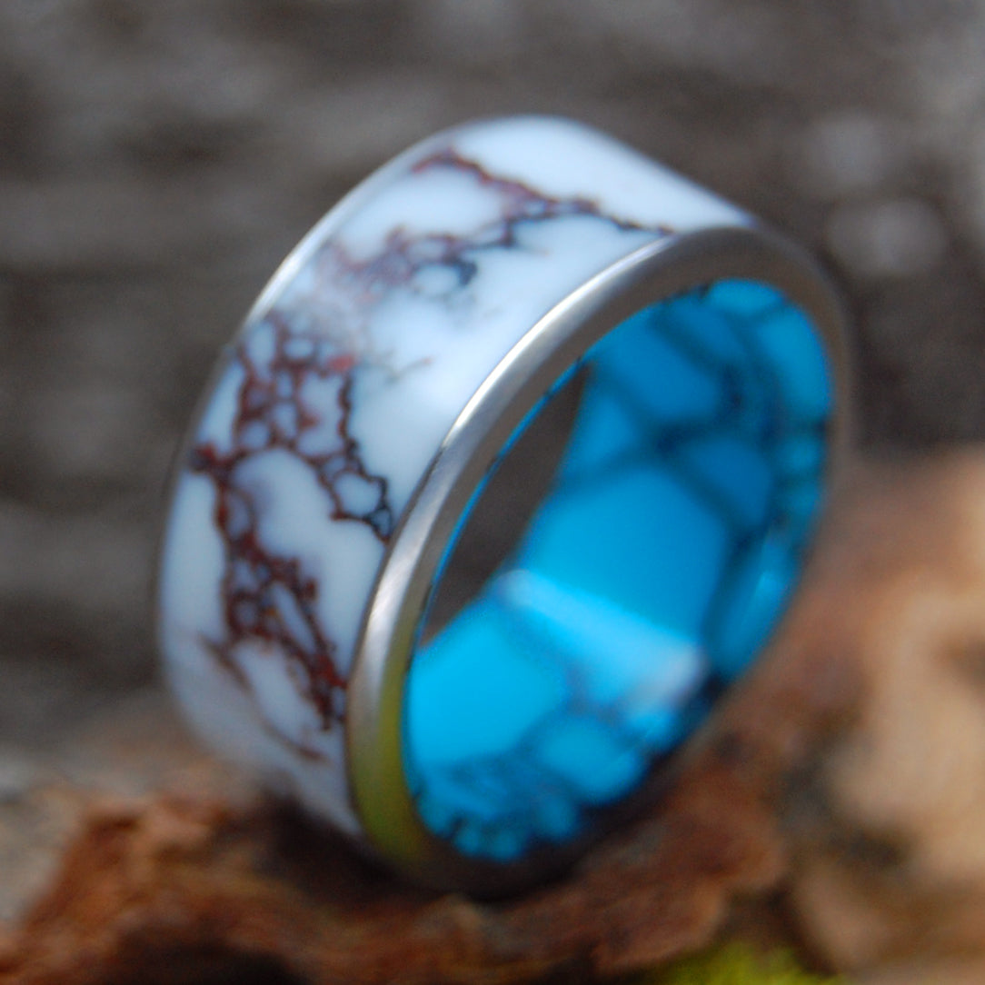 BOW TO THE QUEEN WITH EDGES | Turquoise & Wild Horse Jasper Stone Wedding Ring - Minter and Richter Designs