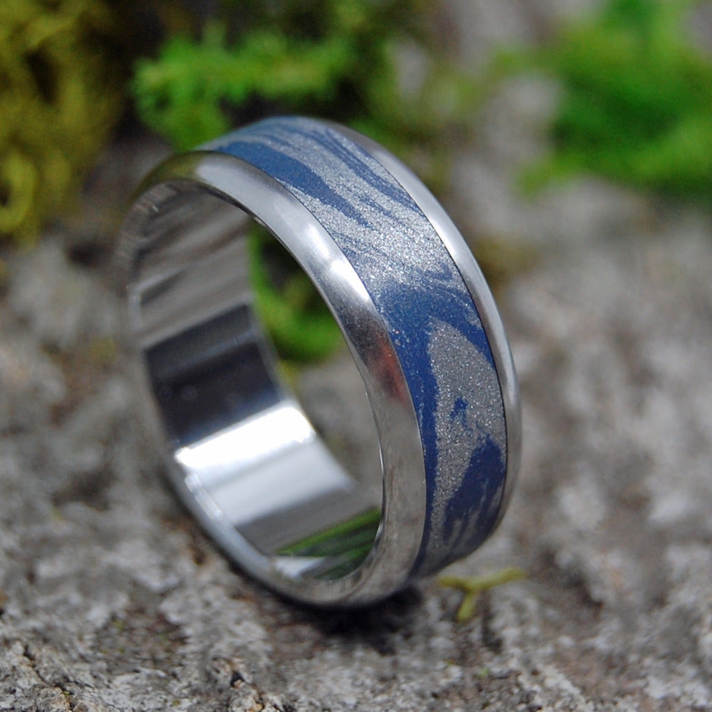 INOX BLUE KATANA | Steel & M3 Blue Wedding Ring - Minter and Richter Designs