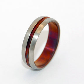 Burnished Bronze Wine Signature Ring | Hand Anodized Titanium Wedding Ring - Minter and Richter Designs
