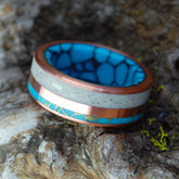 CHOMPIE THE STAR STUDDED WOOLLY MAMMOTH | Woolly Mammoth Tusk, Copper & Turquoise - Men's Wedding Ring - Minter and Richter Designs