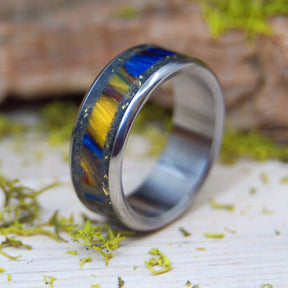 YOU CAN | Brass Bell and Chowan Black Sand with Lava Explosion Resin - Titanium Wedding Ring - Minter and Richter Designs